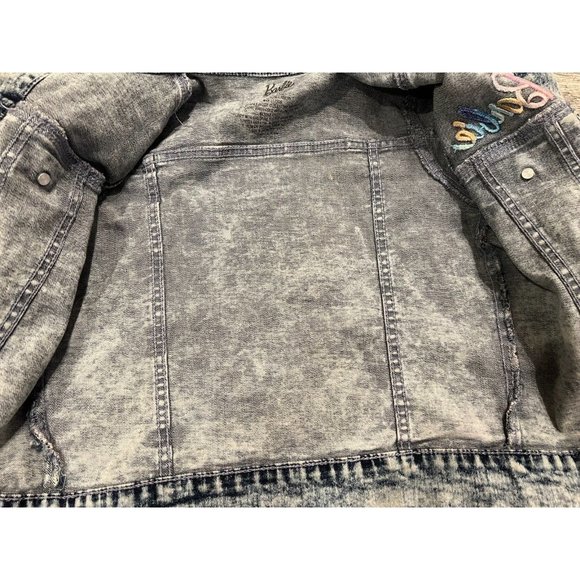 Barbie Denim Jean Jacket Girls XS Extra Small 4 5 Embroidered Barbiecore‎ Coat - Picture 6 of 10